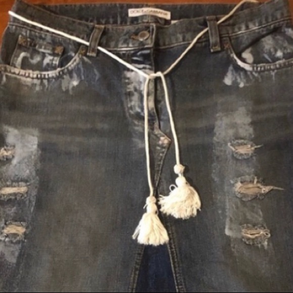 Dolce & Gabanna Vintage Distressed Denim Skirt